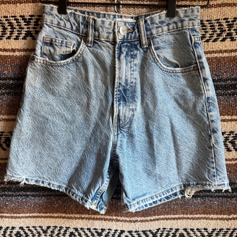 Zara Jorts Womens 4 High Waisted Denim Shorts Light Blue Wash